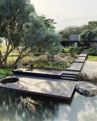Moderne Tuin Met Vijver